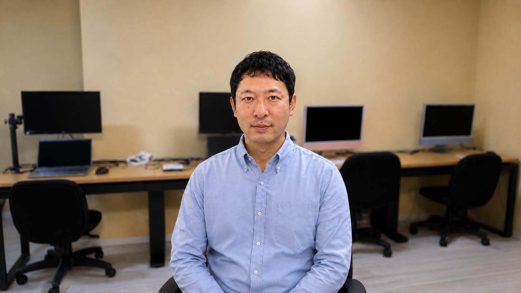 笹塚・下北沢校の教室内で撮影した滝澤代表